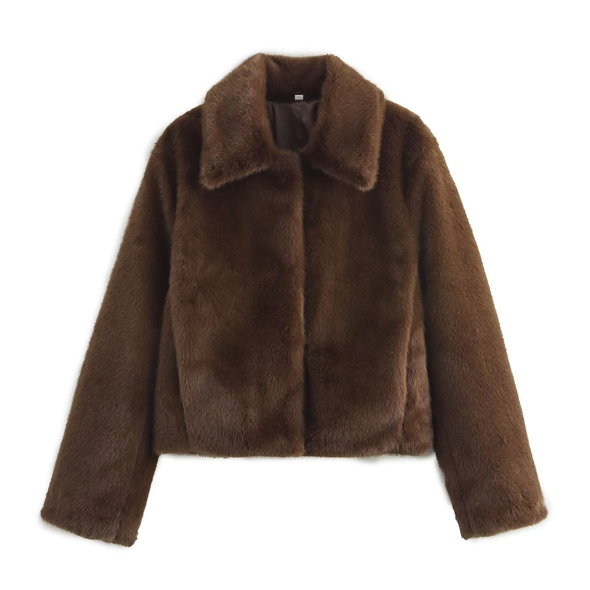 Autumn European And American Style Versatile Faux Fur Effect Jacket Coat