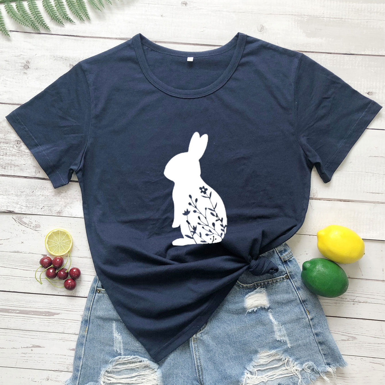 Rabbit Short Sleeve Casual For Men And Women