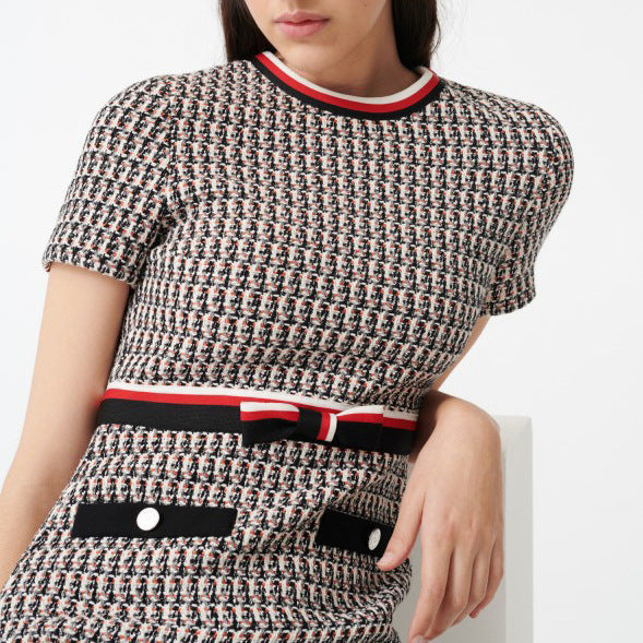 Plaid Woven Tweed Dress Women