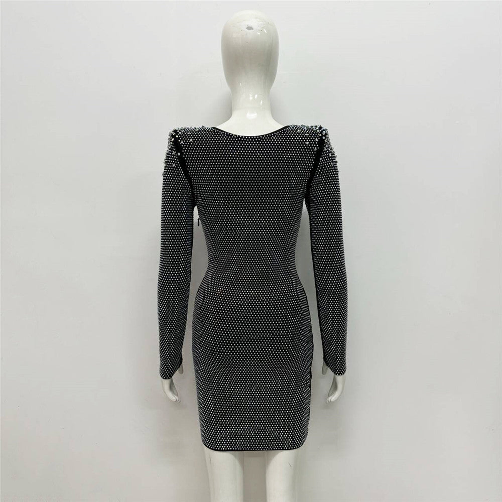 Rhinestone Bandage One-piece Dress Dress