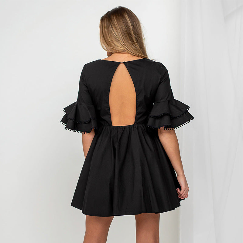 Show Thin Back Hollow Lotus Edge Pure Grid