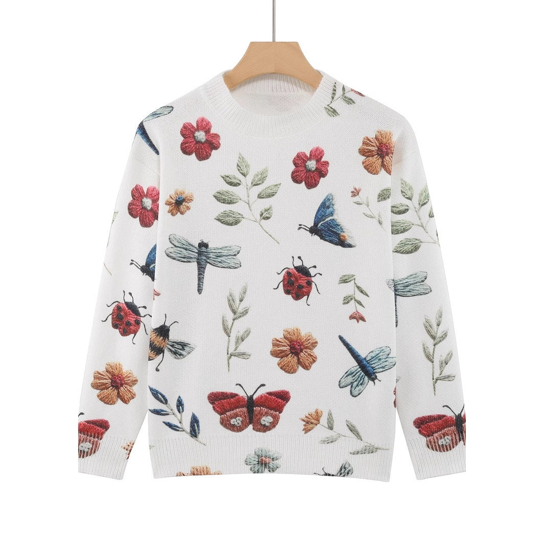 Women's Knitted Sweater Round Neck Sweater