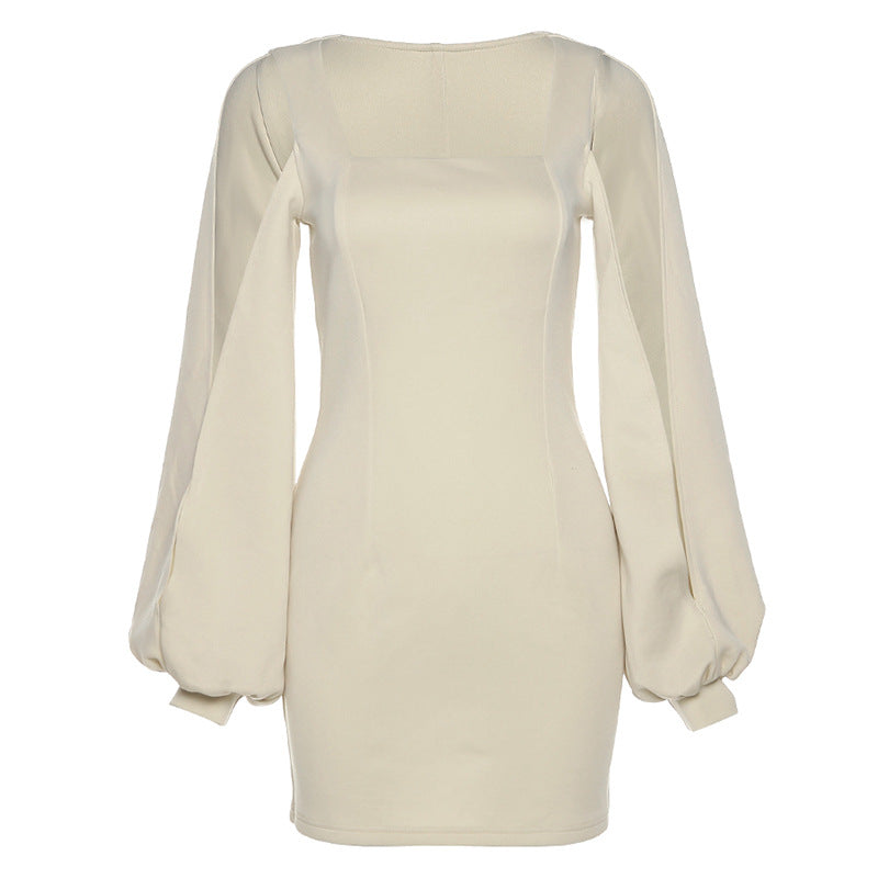 Sexy Square Neck Slim Wrap Hip Dress