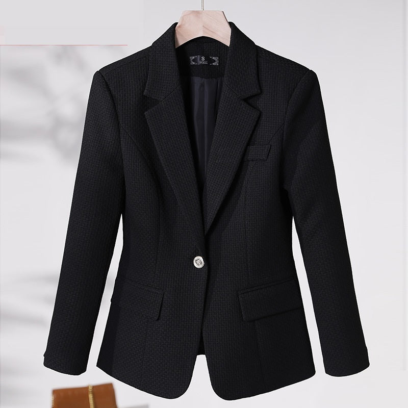 Women's Casual Solid Color Suit Collar Jacket