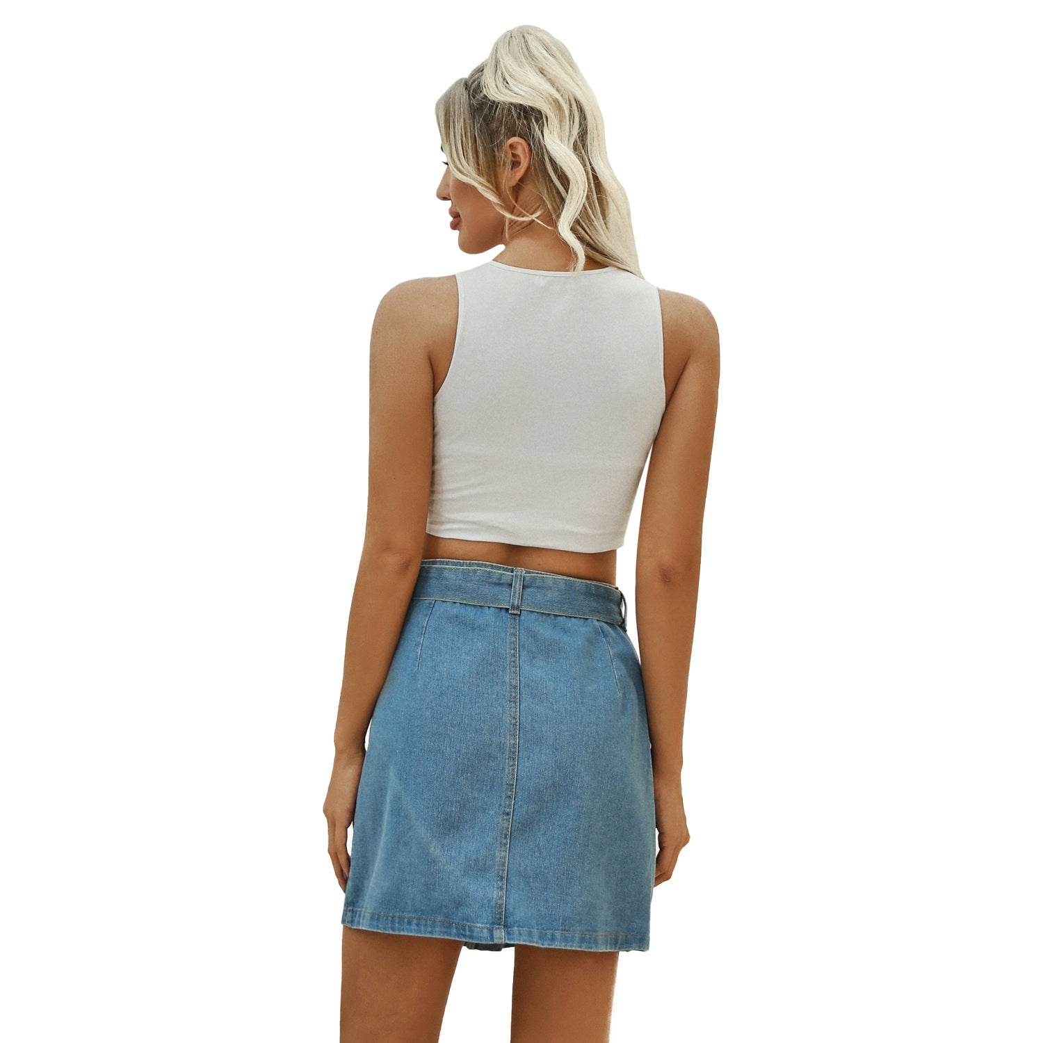 Short Denim Washed Skirt