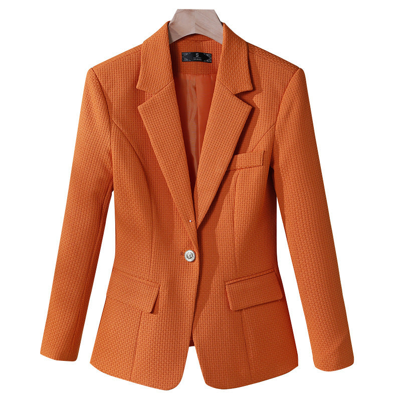 Women's Casual Solid Color Suit Collar Jacket