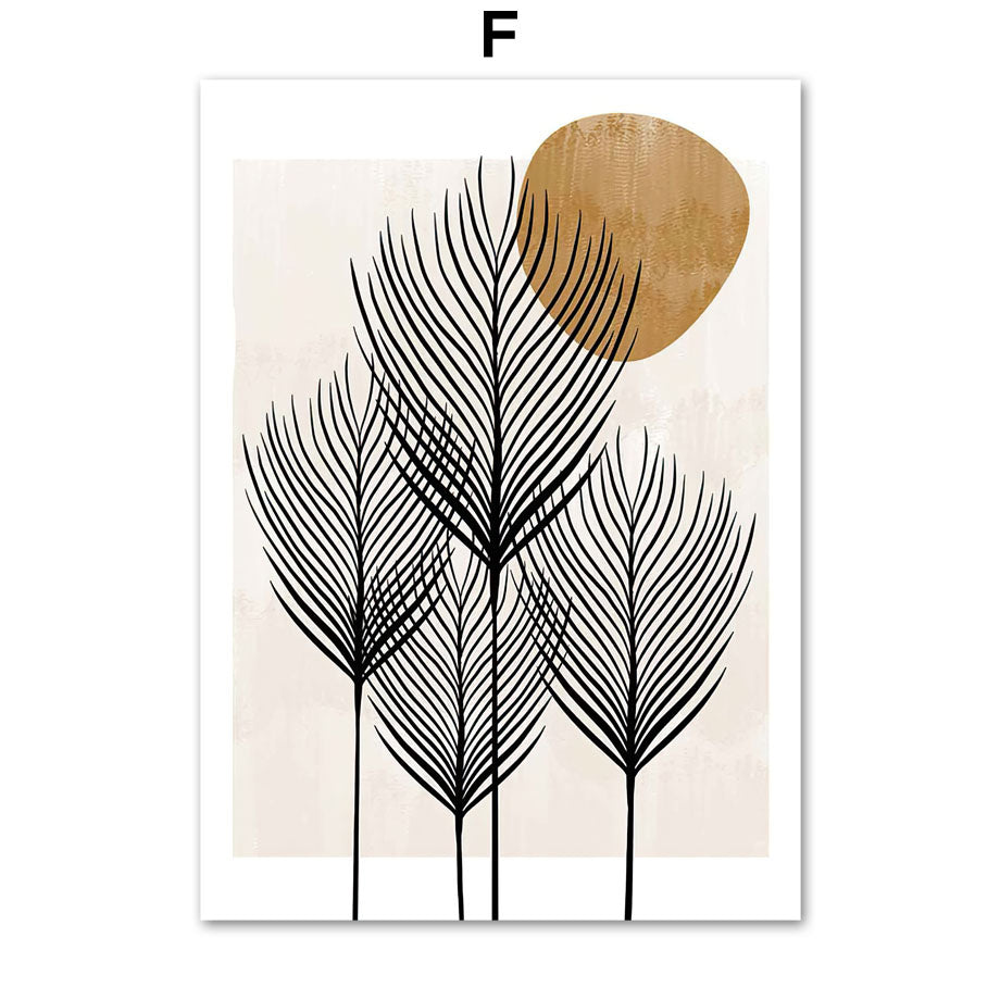 Bohemian Natural Leaf Cactus Dandelion Abstract Wall Art Canvas Painting