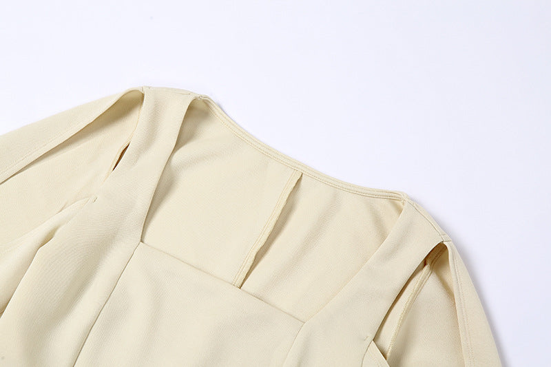 Sexy Square Neck Slim Wrap Hip Dress