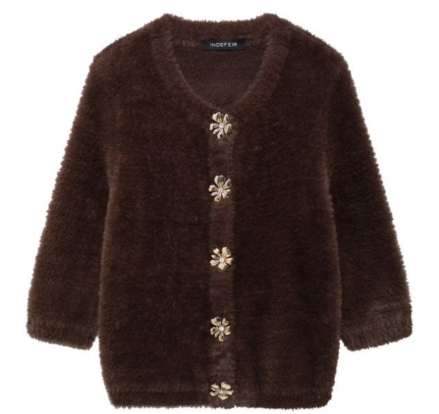 Women's Fashion Faux Fur Knitted Sweater