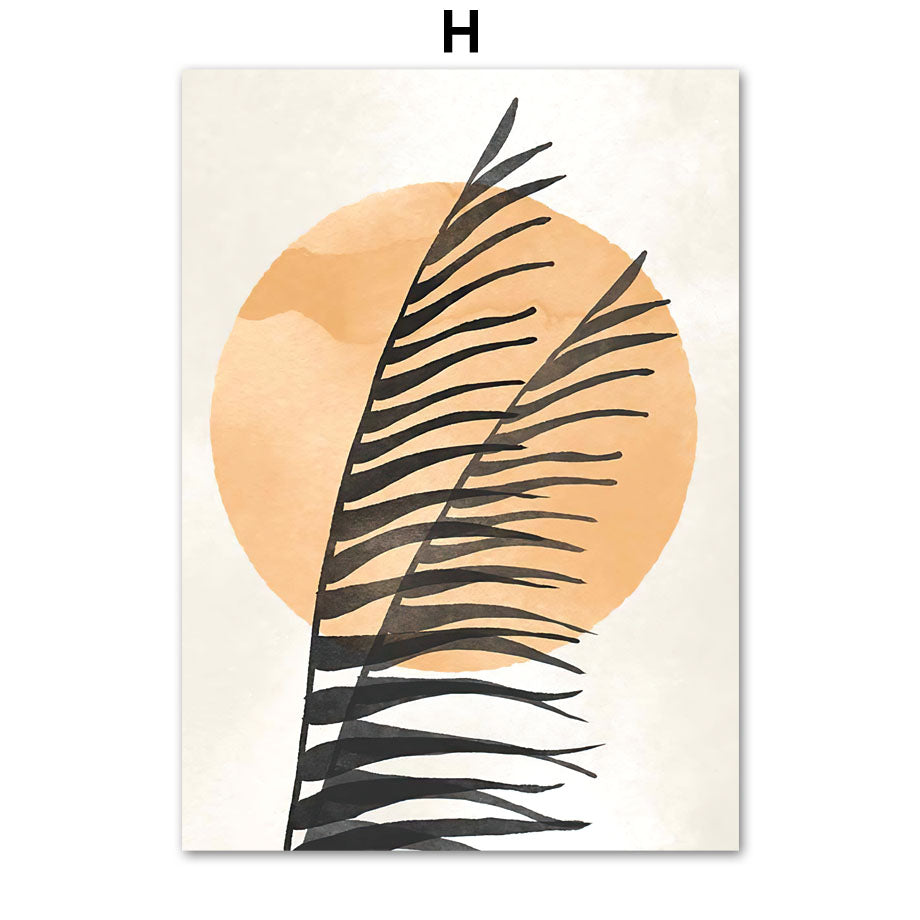 Bohemian Natural Leaf Cactus Dandelion Abstract Wall Art Canvas Painting