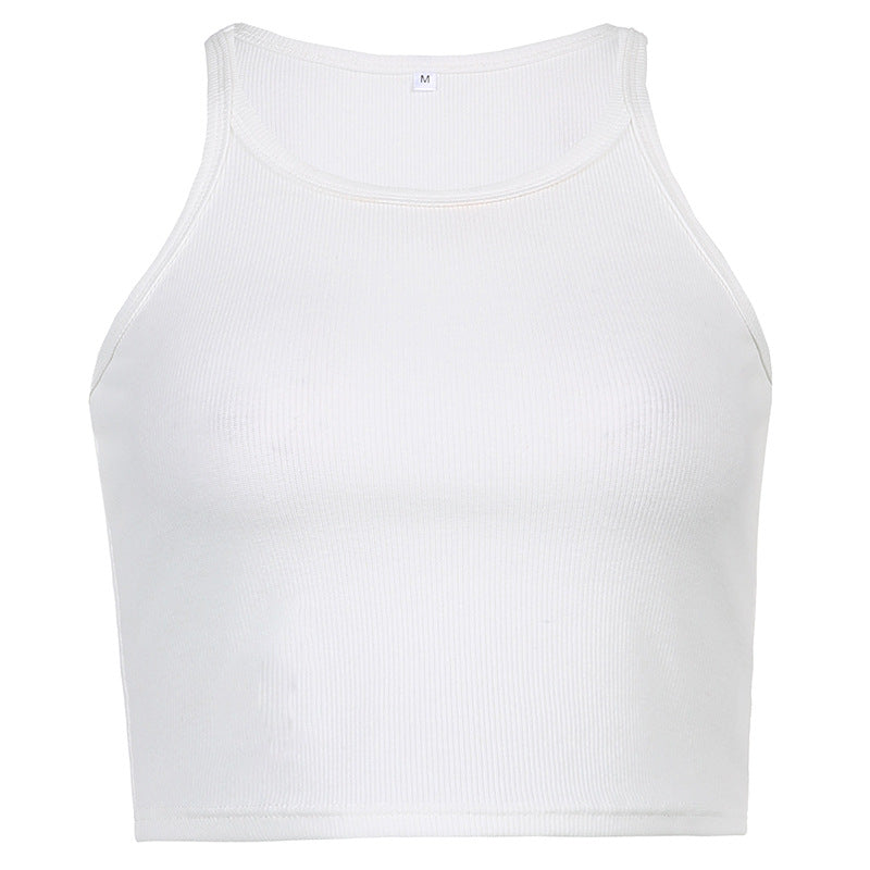 Women's Solid Color Slim U-Neck Thin Bottoming Threaded Camisole Tank Top