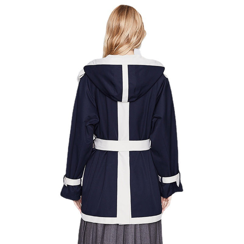Women's Fashionable Temperament Contrasting Work Trench Coat