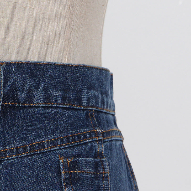 Women's Irregular Washed Denim Skirt