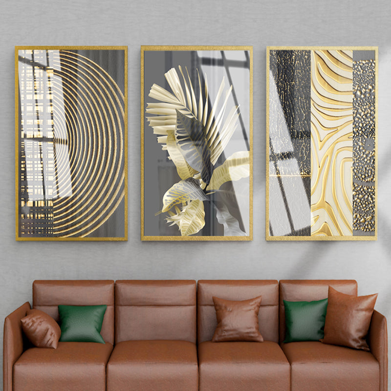 Abstract Golden Paper Poster Luxury Golden Canvas Painting