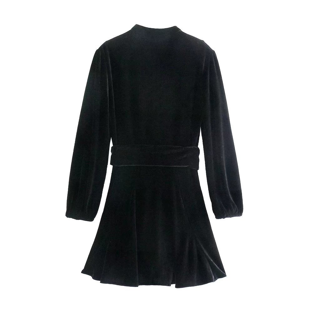 European And American Women's Winter New Velvet Mini Dress