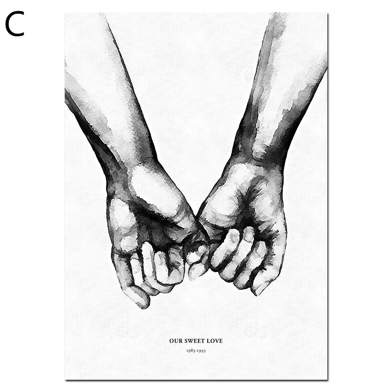 Black And White Sweet Love Canvas Painting Decorative Painting Core