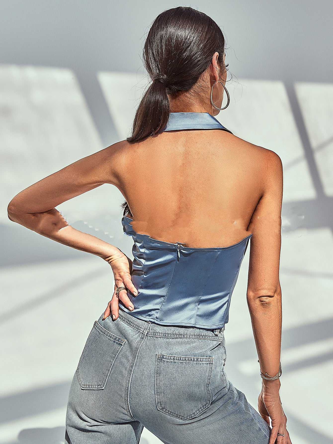 Cotton Street Fashion Temperament Splicing Slim Fit Pullover Top