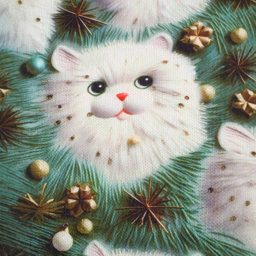 Women's Round Neck Long Sleeve Cat Printing Sweater