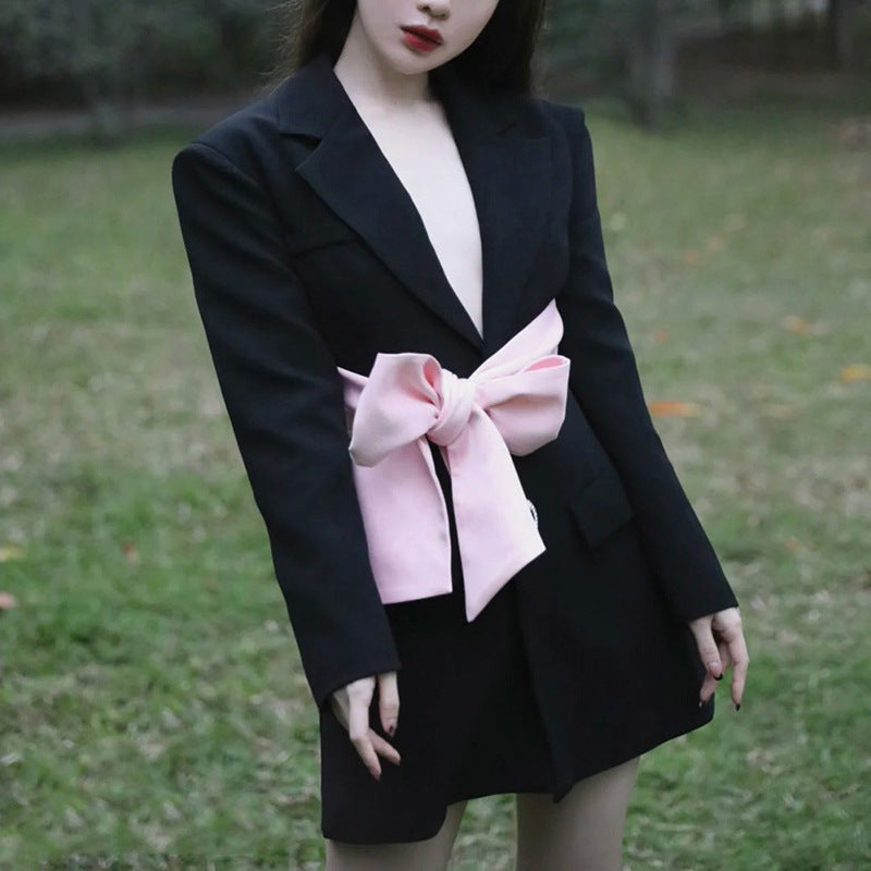 French Cross Tie Small Suit Skirt Coat Women