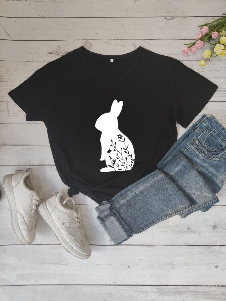 Rabbit Short Sleeve Casual For Men And Women