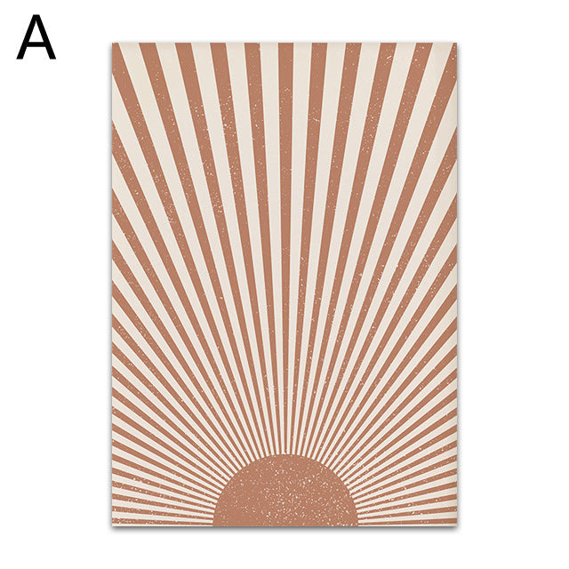 Geometric Sun Abstract Bohemian Style Decorative Canvas Painting Core