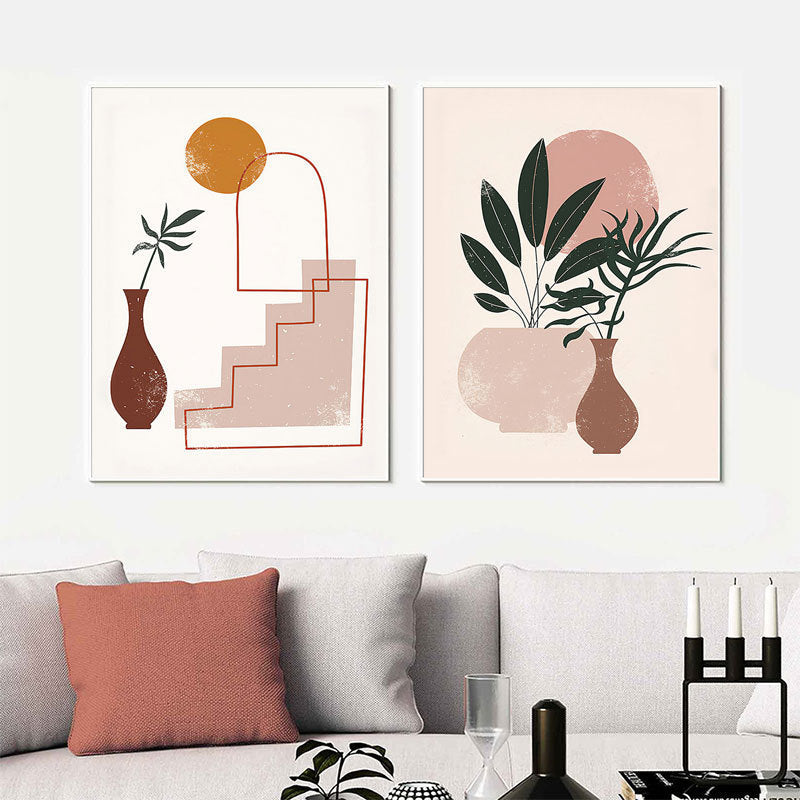 Abstract Girl Potted Plant Canvas Painting Decorative Painting Living Room Painting