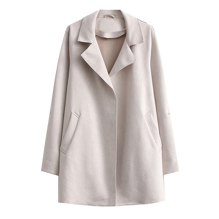 Women's Fashionable Suede Mid-length Trench Coat