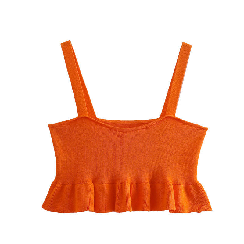 Laminated Decorative Thin Sling Knitted Top