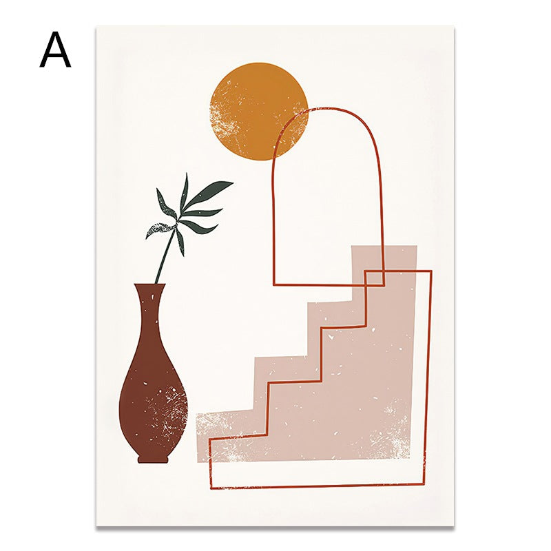 Abstract Girl Potted Plant Canvas Painting Decorative Painting Living Room Painting