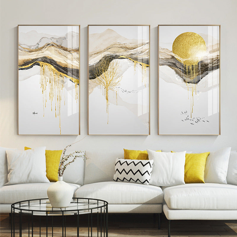 Abstract Flowing Golden Sunlight Painting Core Nordic Canvas Painting
