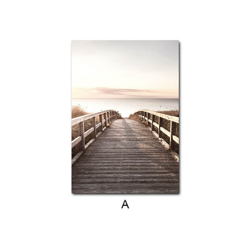 Natural Scenery Beach Sunset Canvas Painting Modern Style Home Decoration Painting Frameless Painting Core